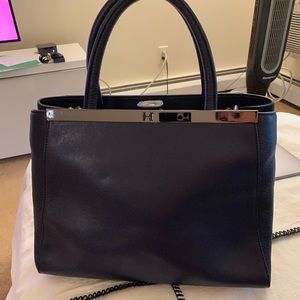 Halston Heritage Leather Satchel Navy Blue NWT